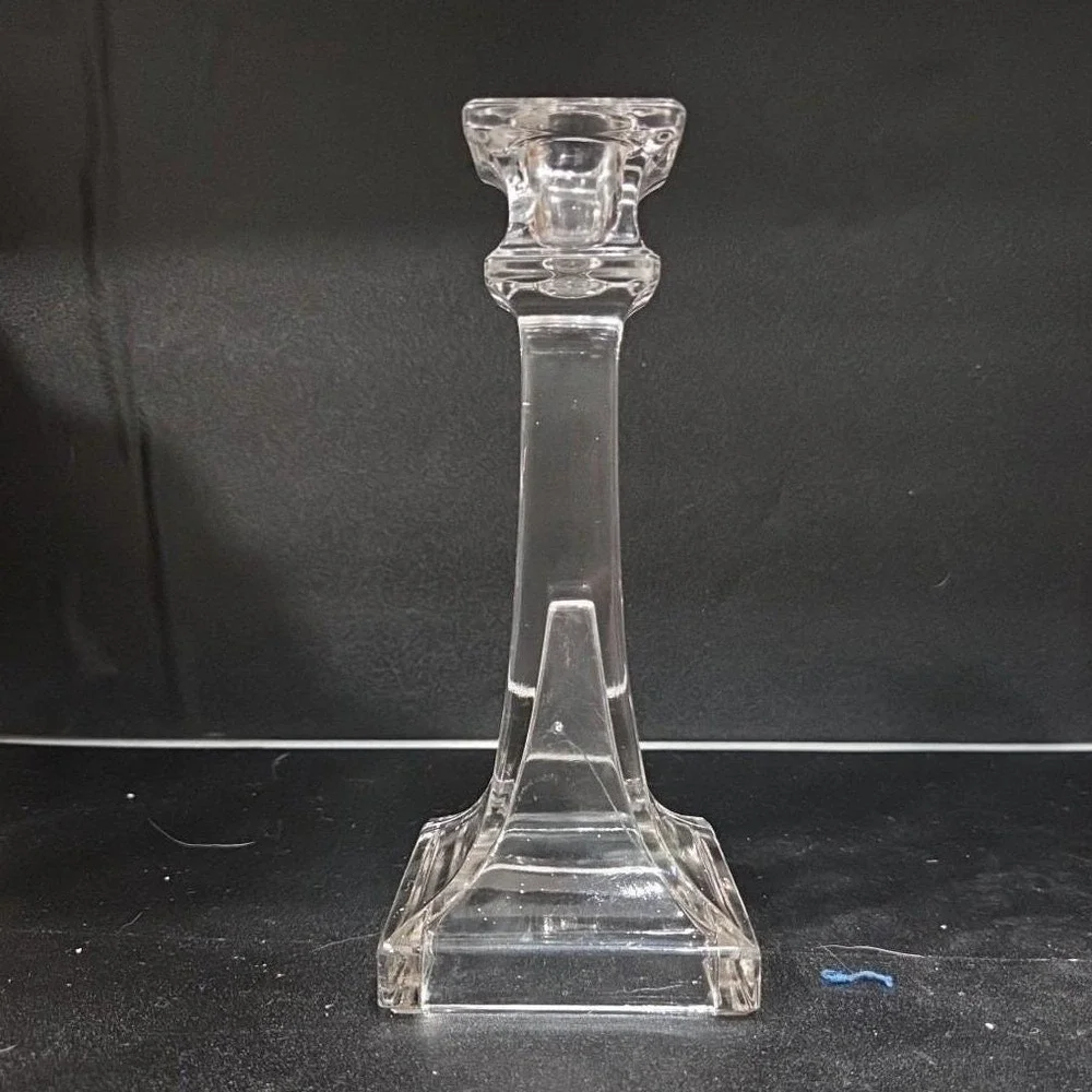 Westmoreland‎ Style Vintage Square Cut Clear Glass Candlestick, Candle Holder